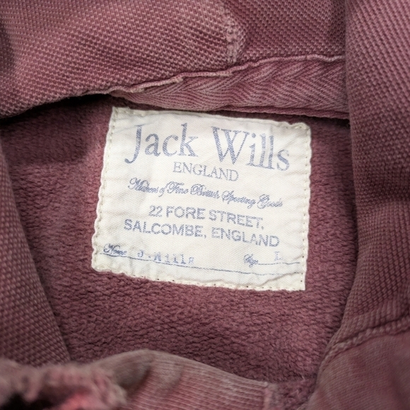 Jack Wills Jacket Men's L Red Maroon Graphic Hoodie Heavy Cotton Training  - Picture 6 of 8